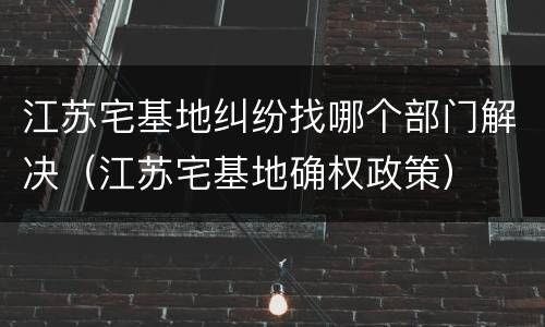 江苏宅基地纠纷找哪个部门解决（江苏宅基地确权政策）