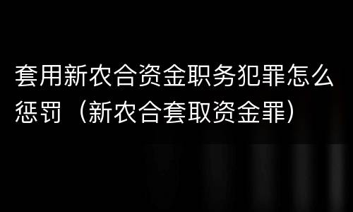套用新农合资金职务犯罪怎么惩罚（新农合套取资金罪）