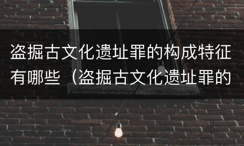 盗掘古文化遗址罪的构成特征有哪些（盗掘古文化遗址罪的构成特征有哪些呢）