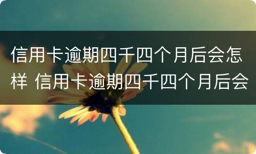 信用卡逾期四千四个月后会怎样 信用卡逾期四千四个月后会怎样处理