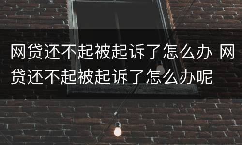 网贷还不起被起诉了怎么办 网贷还不起被起诉了怎么办呢