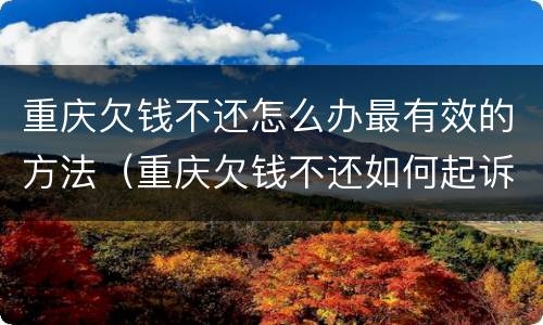 重庆欠钱不还怎么办最有效的方法（重庆欠钱不还如何起诉）