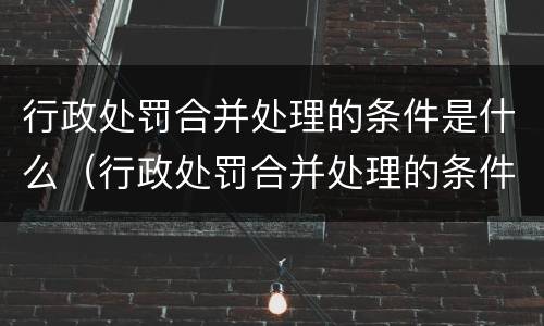 行政处罚合并处理的条件是什么（行政处罚合并处理的条件是什么呢）