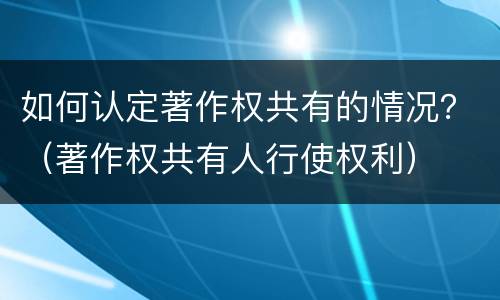 如何认定著作权共有的情况？（著作权共有人行使权利）