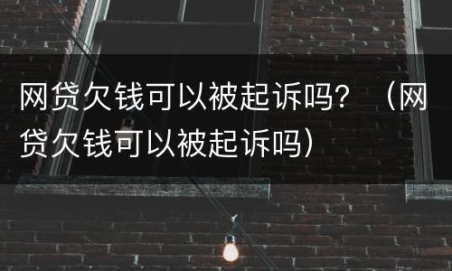 网贷欠钱可以被起诉吗？（网贷欠钱可以被起诉吗）