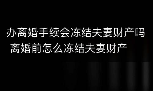 办离婚手续会冻结夫妻财产吗 离婚前怎么冻结夫妻财产