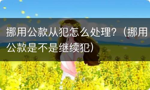 挪用公款从犯怎么处理?（挪用公款是不是继续犯）