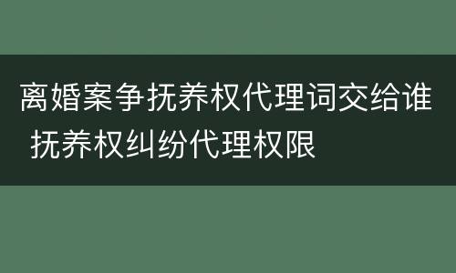 离婚案争抚养权代理词交给谁 抚养权纠纷代理权限