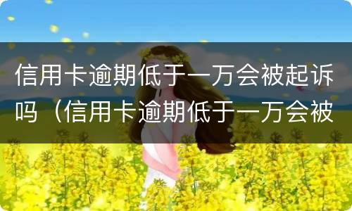 信用卡逾期低于一万会被起诉吗（信用卡逾期低于一万会被起诉吗知乎）