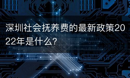 深圳社会抚养费的最新政策2022年是什么？