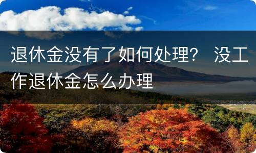 退休金没有了如何处理？ 没工作退休金怎么办理