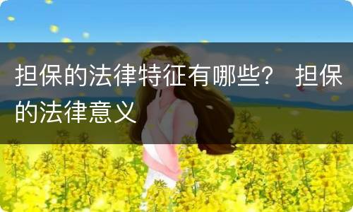 担保的法律特征有哪些？ 担保的法律意义