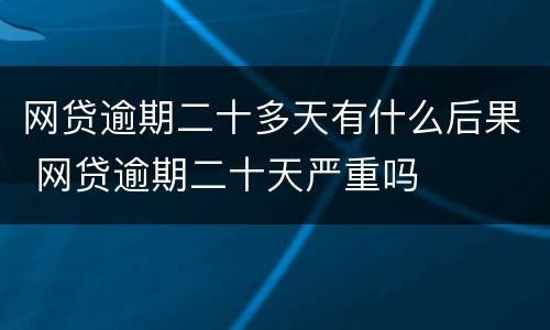 网贷逾期二十多天有什么后果 网贷逾期二十天严重吗