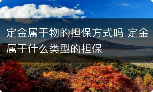 定金属于物的担保方式吗 定金属于什么类型的担保