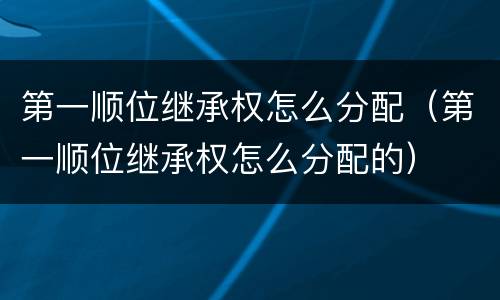第一顺位继承权怎么分配（第一顺位继承权怎么分配的）