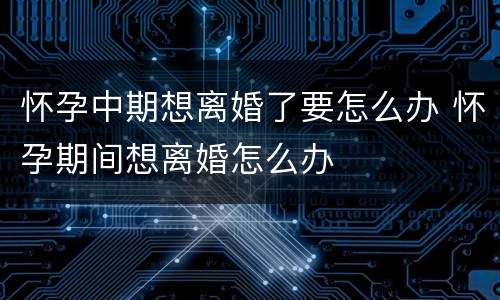 怀孕中期想离婚了要怎么办 怀孕期间想离婚怎么办