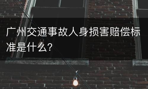 广州交通事故人身损害赔偿标准是什么？