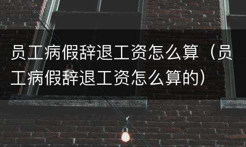员工病假辞退工资怎么算（员工病假辞退工资怎么算的）
