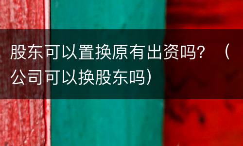 股东可以置换原有出资吗？（公司可以换股东吗）