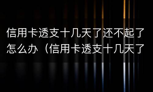 信用卡透支十几天了还不起了怎么办（信用卡透支十几天了还不起了怎么办理）