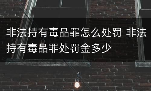 非法持有毒品罪怎么处罚 非法持有毒品罪处罚金多少