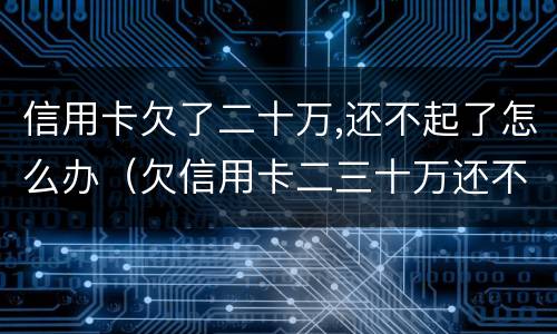 信用卡欠了二十万,还不起了怎么办（欠信用卡二三十万还不起怎么办）