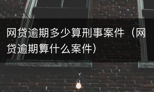 网贷逾期多少算刑事案件（网贷逾期算什么案件）