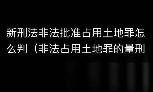 新刑法非法批准占用土地罪怎么判（非法占用土地罪的量刑）