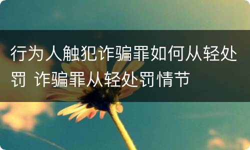 行为人触犯诈骗罪如何从轻处罚 诈骗罪从轻处罚情节