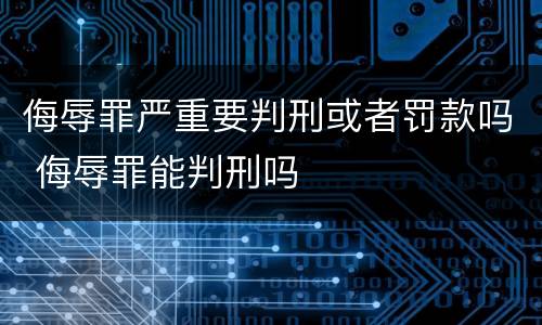 侮辱罪严重要判刑或者罚款吗 侮辱罪能判刑吗