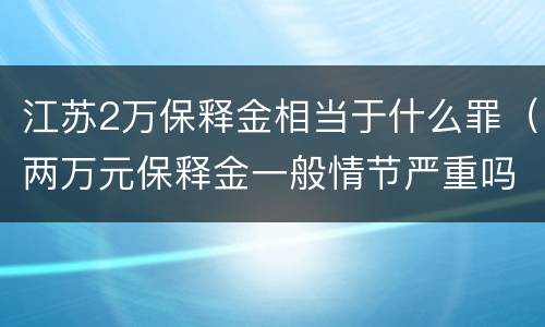 江苏2万保释金相当于什么罪（两万元保释金一般情节严重吗）