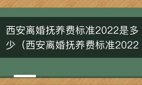 西安离婚抚养费标准2022是多少（西安离婚抚养费标准2022是多少岁）