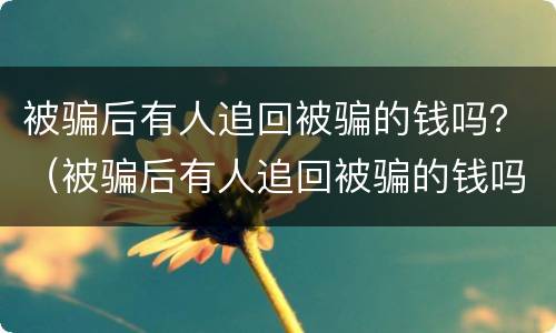 被骗后有人追回被骗的钱吗？（被骗后有人追回被骗的钱吗）