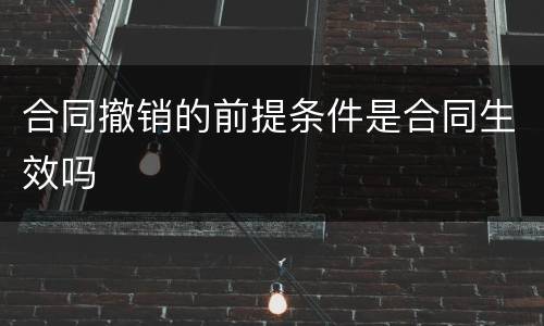 合同撤销的前提条件是合同生效吗