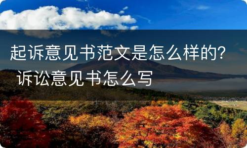 起诉意见书范文是怎么样的？ 诉讼意见书怎么写