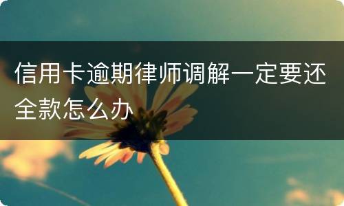 信用卡逾期律师调解一定要还全款怎么办