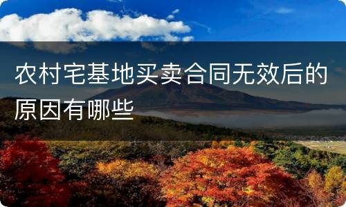 农村宅基地买卖合同无效后的原因有哪些