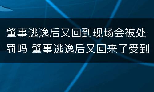 肇事逃逸后又回到现场会被处罚吗 肇事逃逸后又回来了受到如何处理