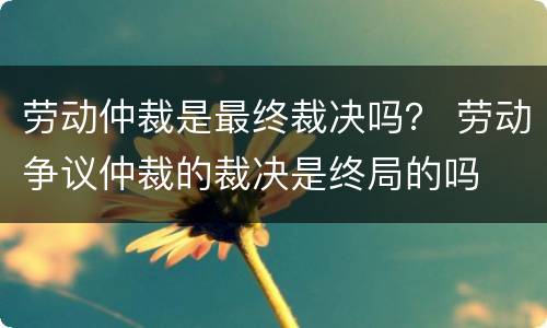 劳动仲裁是最终裁决吗？ 劳动争议仲裁的裁决是终局的吗
