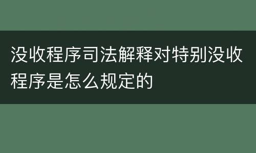 没收程序司法解释对特别没收程序是怎么规定的