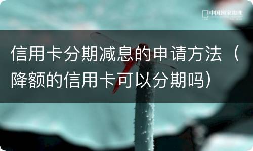 信用卡分期减息的申请方法（降额的信用卡可以分期吗）