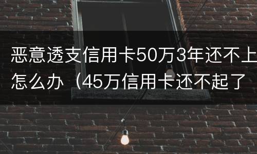 恶意透支信用卡50万3年还不上怎么办（45万信用卡还不起了怎么办）