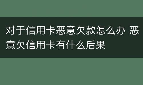 对于信用卡恶意欠款怎么办 恶意欠信用卡有什么后果