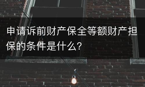 申请诉前财产保全等额财产担保的条件是什么？