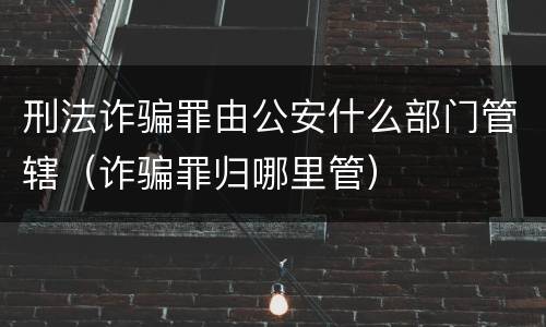 刑法诈骗罪由公安什么部门管辖（诈骗罪归哪里管）