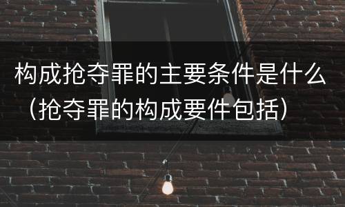 构成抢夺罪的主要条件是什么（抢夺罪的构成要件包括）