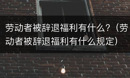 劳动者被辞退福利有什么?（劳动者被辞退福利有什么规定）