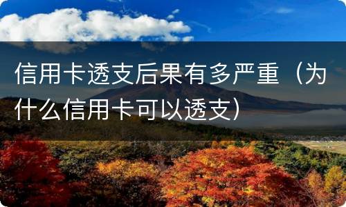 信用卡透支后果有多严重（为什么信用卡可以透支）