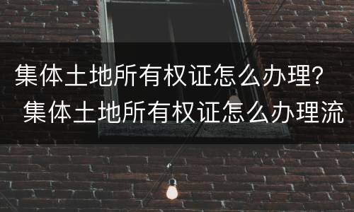 集体土地所有权证怎么办理？ 集体土地所有权证怎么办理流程