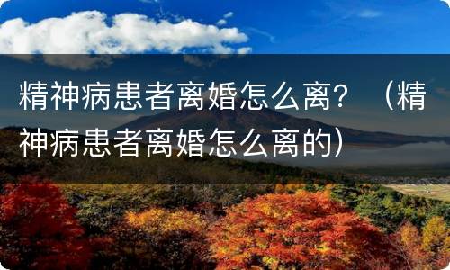精神病患者离婚怎么离？（精神病患者离婚怎么离的）